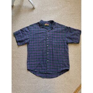 Maui‎ and Sons grunge surfer vintage Plaid Short Sleeve Button Down Shirt Large